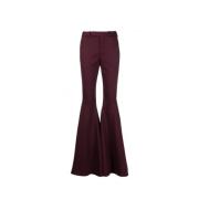 Flared Wool Blend Trousers Burgundy