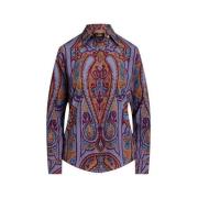 Paisley Print Skjorte Lett Crêpe