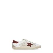 Beige Skinn Sneakers med Kontrastfarget Stjerne