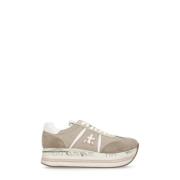 Beige Tech Fabric Sneakers for Kvinne