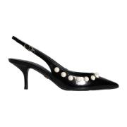 Svart Pearl Heel Slingback Sko