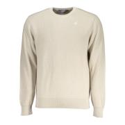 Beige Langarmet Crewneck Logo Skjorte