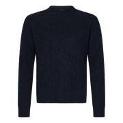 Blå Cable-Knit Crewneck Sweater Aw24