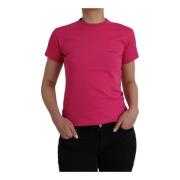 Rosa Bomull Crew Neck Tee Top