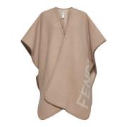 Beige Ull Kasjmir Poncho Kvinner