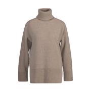 Herringbone Rollneck Sweater Warm Grey