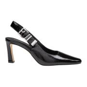 Sort Patent Skinn Slingback Pumps