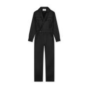 Svart flowy coated jumpsuit med kryss over stil