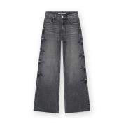 Vintage grå vidde jeans med studs