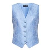 Blå Blomster Jacquard Vest