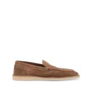 Beige Loafers med Logo Plaque