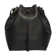 Vintage Skinn Bucketbag med Crossbody Stropp