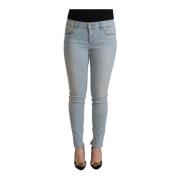 Mid Waist Skinny Denim i lyseblå