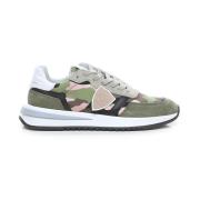 Chic Army Sneakers med Suede Accents