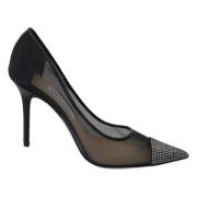 Elegant Svart Krystall Mesh Pumps