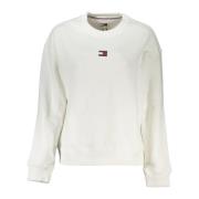 Hvit Sweatshirt med Lange Ermer Brodert Logo