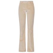 Beige Corduroy Bootcut Bukser for Kvinner