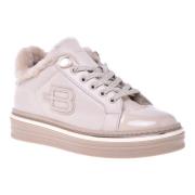 Trainers in vanilla leather and patent leather