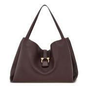 Oxblood Tote Bag med Gull Hardware