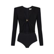 Svart Jersey Bodysuit med Cut-Out