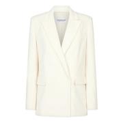 Fløyels dobbeltradet blazer Offwhite