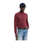 Burgunder Extrafine Lambswool Half Zip Genser