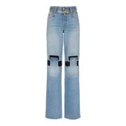 Wide-leg jeans med teknisk yoke