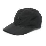 Svart Nylon Baseball Cap med Halvmåne Broderi