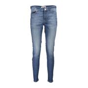 Skinny Vaskede Jeans med Knappelukking