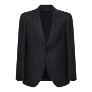 Blå Ull Blazer Elegant Stil