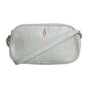 Lær Crossbody Sling Bag Hvit Brun