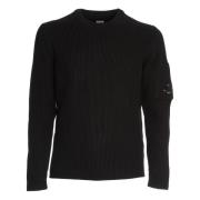 Sort Rib Crew Neck Strikkeplagg