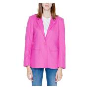 Lilla Lin-Blend Blazer med Knappelukking