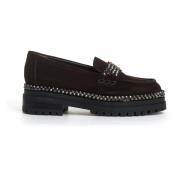 Ebony Semsket Loafer med Rhinestones