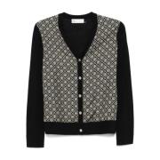 Monogram Svart Cardigan Strikket Genser