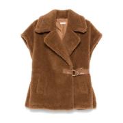 Brun Faux-Shearling Dobbeltspent Jakke