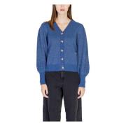 Blå V-Neck Button-Up Cardigan