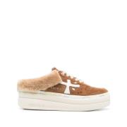 Brune Sneakers med Shearling Trim