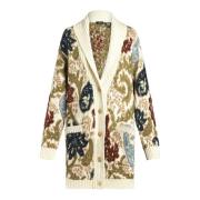 Beige Paisley Maxi Cardigan Strikkevarer