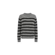 Stripete Crewneck Strikk - Sharkskin