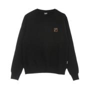 Svart Crewneck Sweatshirt med Logo Print