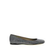 Sorte Ballerina Flats med Strass Pynt