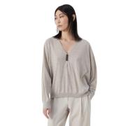 Lett Cashmere Silke V-Hals Genser med Verdifulle Detaljer