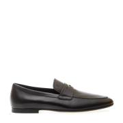 Svarte skinnloafers