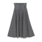 Sort Houndstooth A-Linje Skjørt