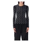 Svart Moon Strass Topwear Aw24