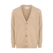 Beige Ull V-Hals Strikket Genser