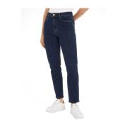 Høy Midje Slim Fit Fem Lomme Jeans