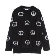 Sort Multi Crewneck Sweater All Over Broderi