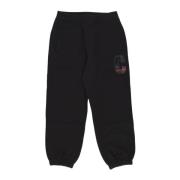 Sort Fleece Sweatpants Elastisk Midje